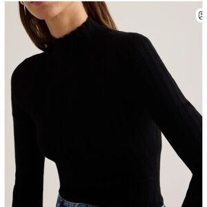 Quince Cotton Cashmere Turtleneck Ribbed Bodysuit